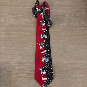 Oscar de la Renta men’s red Santa holiday Christmas themed festive 100% silk TIE